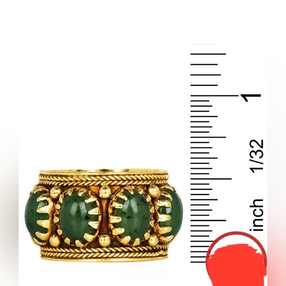 Antique Jade 14K Gold Milgrain Textured Wide Band Eternity Ring 11.08 Grams - Picture 14 of 16
